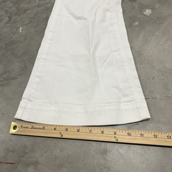 BURBERRY COTTON BLEND WHITE Wide LEG Flare JEANS SIZE 29 Embroidered READ - Picture 4 of 13